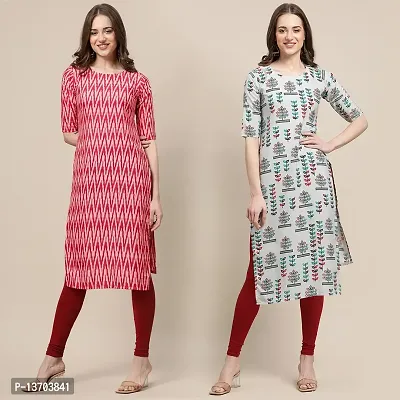 Stylish Crepe Printed Straight Kurta For Women- Pack Of 2-thumb0