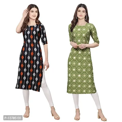 Stylish Crepe Digital Printed Kurta For Women- Pack Of 2