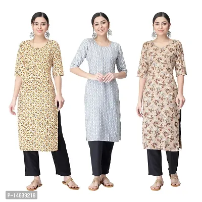 New Crepe Combo Printed Kurtis For Women Pack Of 3