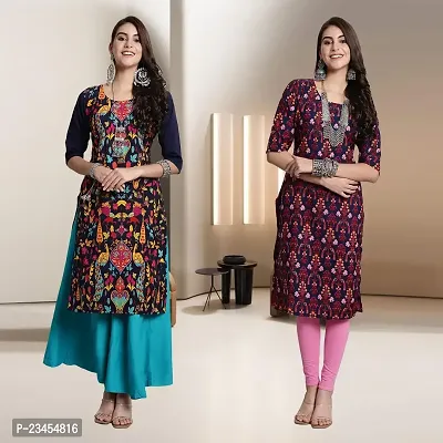 Fancy Rayon Kurtis For Women Pack Of 2-thumb0