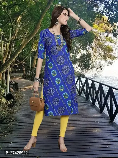 Stylish Blue Crepe Stitched Kurta For Women