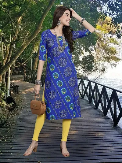 Stylish Crepe Straight Printed Kurta