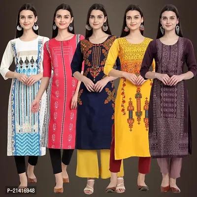 Fancy Crepe Kurtis For Women Pack Of 5-thumb0