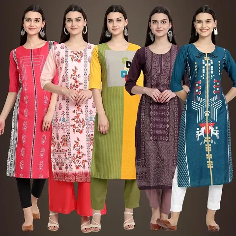 Stylish Fancy Crepe Kurtis - Pack Of 5