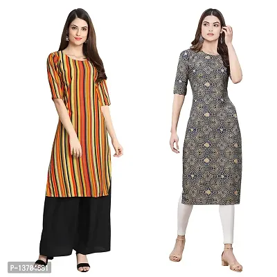 Stylish Crepe Digital Printed Kurta For Women- Pack Of 2