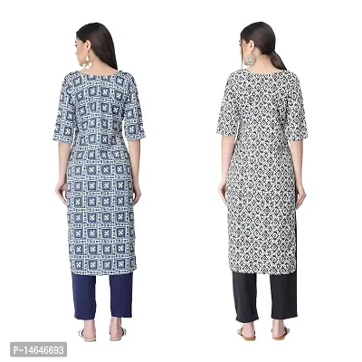 Attarctive Crepe Printed Straight Kurti Combo For Women Pack Of 2-thumb2