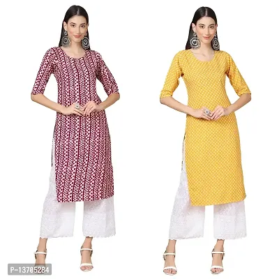 Stylish Crepe Printed Straight Kurta For Women- Pack Of 2-thumb0