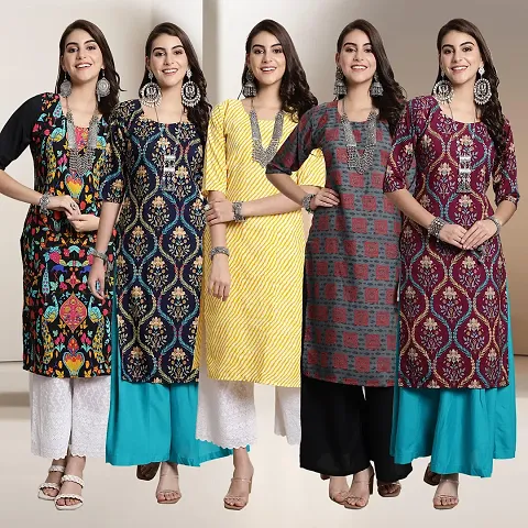 Fancy Crepe Kurtis For Women Pack Of 5