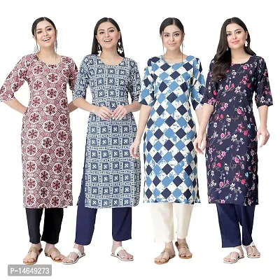 New Crepe Combo Printed Kurtis For Women Pack Of 4