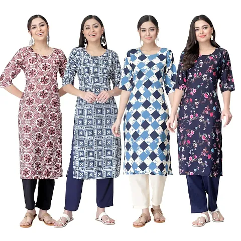 Trendy Crepe Kurta For Women- Combo Of 4