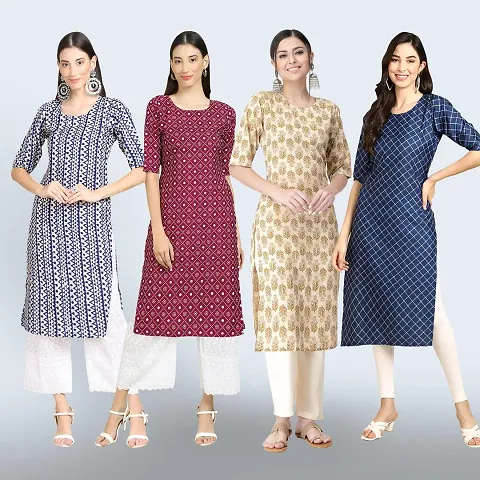 Pack Of 4 Crepe Printed Kurtis