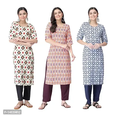 New Crepe Combo Printed Kurtis For Women Pack Of 3-thumb0