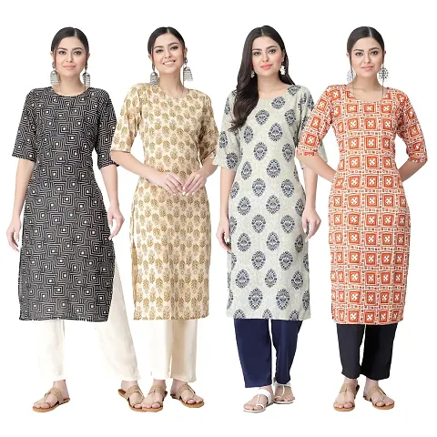 Trendy Crepe Kurta For Women- Combo Of 4