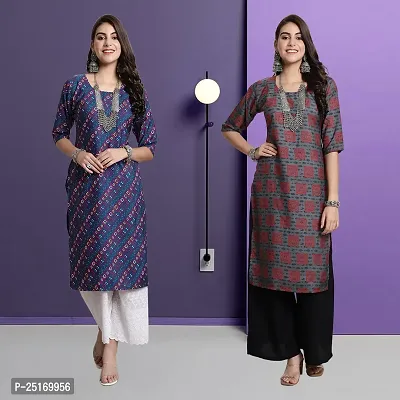 Fancy Crepe Kurtas For Women Pack Of 2-thumb0