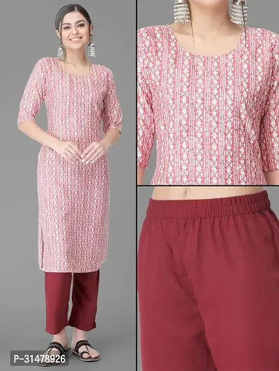 Stylish Crepe Printed Straight Kurta With Pant Set For Women