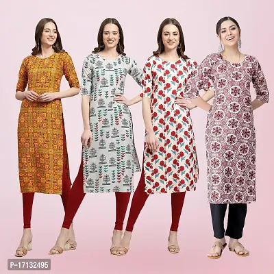 Women Stylish Crepe Printed Straight Kurta