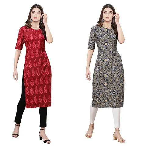 Stylish Crepe Printed Kurti - Pack of 2