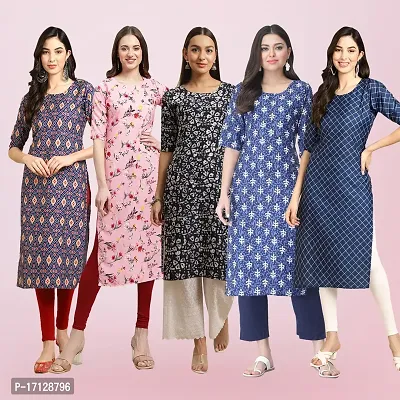 Women Stylish Crepe Printed Straight Kurta