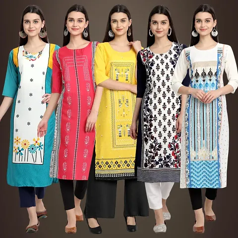 Stylish Fancy Crepe Kurtis - Pack Of 5