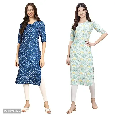 Stylish Digital Printed Women Crepe Kurta- Pack of 2-thumb0