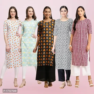 Women Stylish Crepe Printed Straight Kurta-thumb0