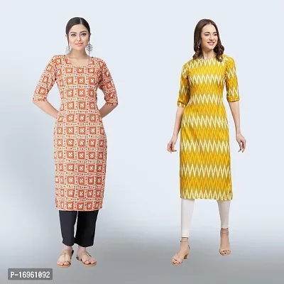 Women Stylish Crepe Ethnic Motif Casual Straight Kurta