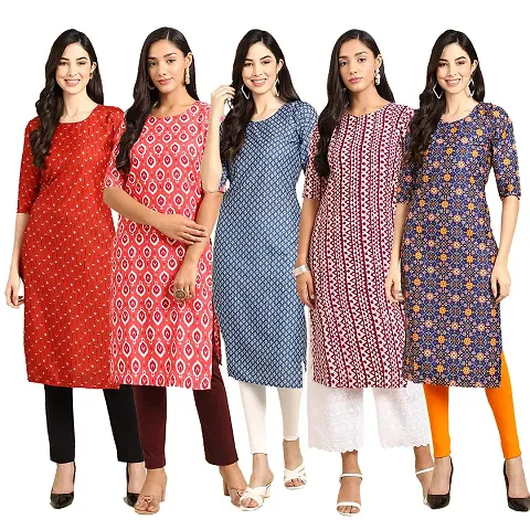 Fancy Combo of 5 Crepe Kurti