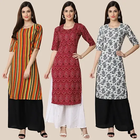 Beautiful Crepe Straight Kurta For Women Pack Of 3