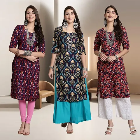 Fancy Rayon Kurtis For Women Pack Of 3