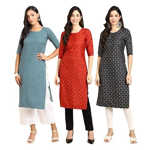 Trendy Crepe Printed Kurti - Pack of 3