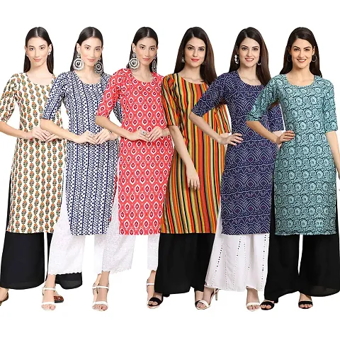 Fancy Combo of 6 Crepe Kurti