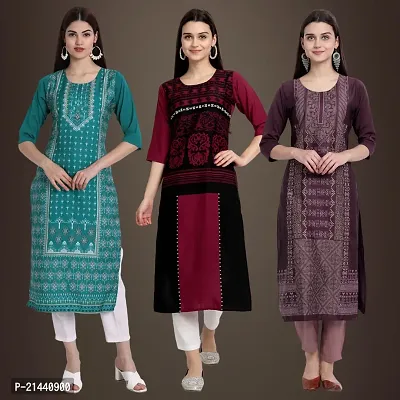 Fancy Crepe Kurtis for Women Pack Of 3-thumb0