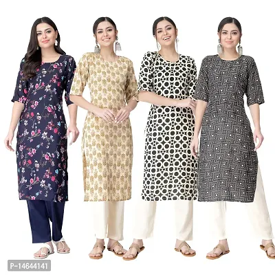 New Crepe Combo Printed Kurtis For Women Pack Of 4-thumb0