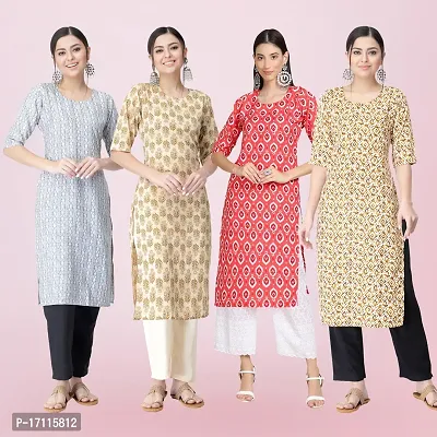 Women Stylish Crepe Printed Straight Kurta