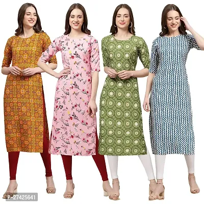 Stylish Multicoloured Crepe Stitched Kurta For Women Pack of 4