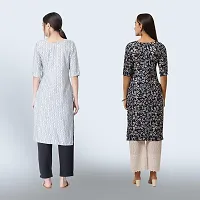 Women Stylish Crepe Ethnic Motif Casual Straight Kurta-thumb1