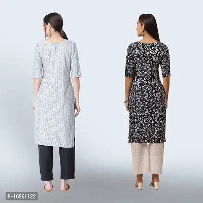 Women Stylish Crepe Ethnic Motif Casual Straight Kurta-thumb2