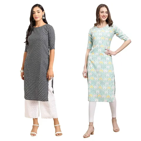 Fashionable Straight Crepe Kurta For Women Combo Pack Of 2