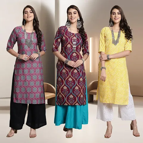 Fancy Rayon Kurtis For Women Pack Of 3