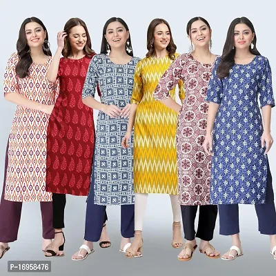 Women Stylish Crepe Printed Straight Kurta Combo-thumb0