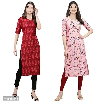 Stylish Digital Printed Women Crepe Kurta- Pack of 2