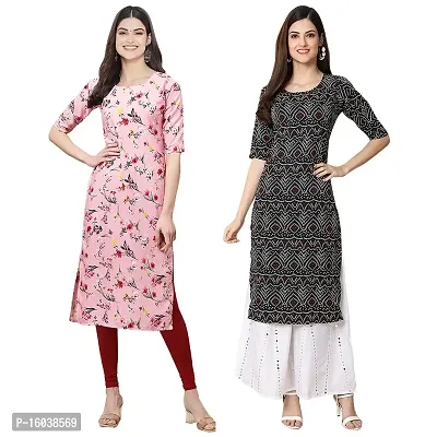 Stylish Digital Printed Women Crepe Kurta- Pack of 2