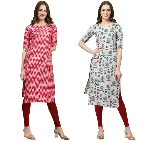 Stylish Crepe Stitched Kurti For Women, Pack Of 2