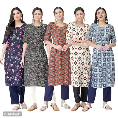 New Crepe Printed Kurtis Combo For Women Pack Of 5