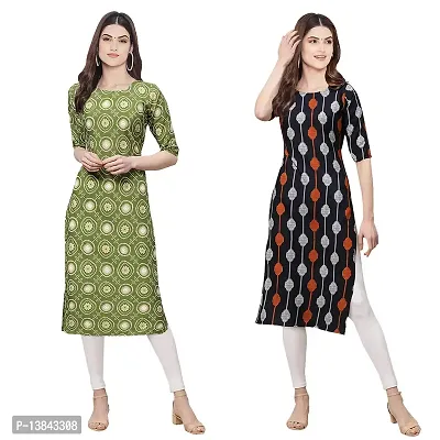 Alluring Crepe Printed Straight Kurta For Women- Pack Of 2