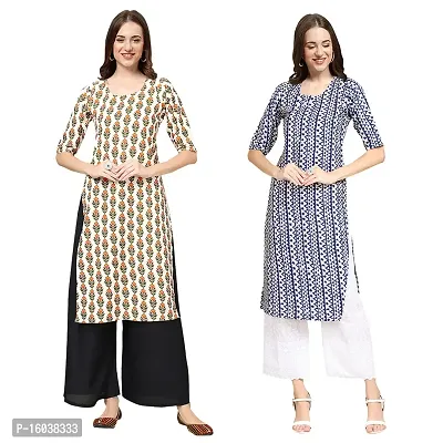 Stylish Digital Printed Women Crepe Kurta- Pack of 2-thumb0