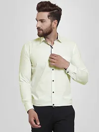 Men Stylish Yellow Cotton Solid Long Sleeve Semi Formal Shirt-thumb1
