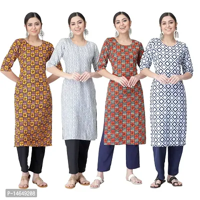 New Crepe Combo Printed Kurtis For Women Pack Of 4-thumb0