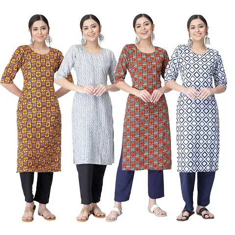 Trendy Crepe Kurta For Women- Combo Of 4