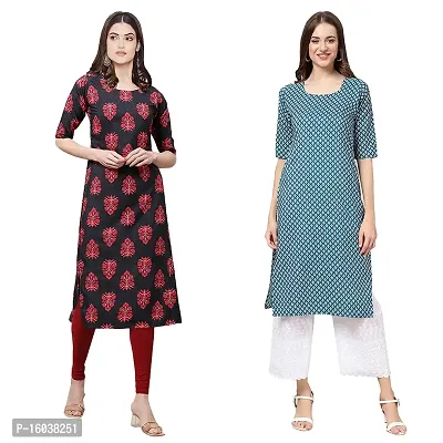 Stylish Digital Printed Women Crepe Kurta- Pack of 2-thumb0